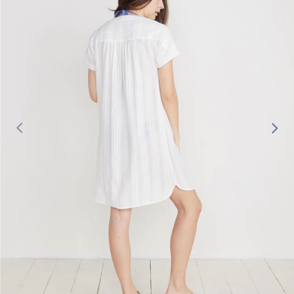 Marine Layer Cream Short Sleeve Swim Coverup Dress - Picture 3 of 7